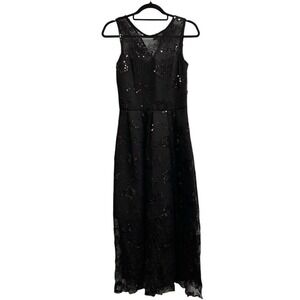 Issue New York Dress Black Lace Mesh Sequin A Midi Size M Event Prom Whimsigoth